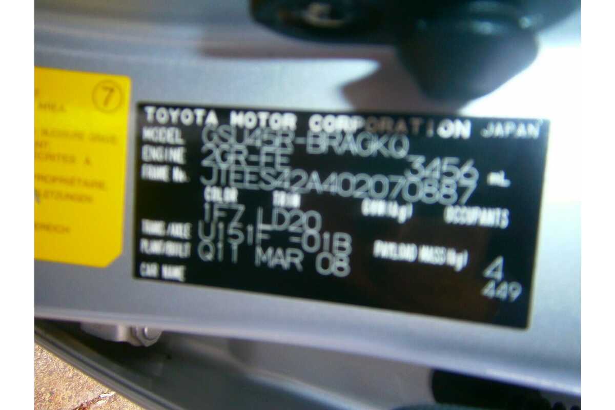2008 Toyota Kluger Grande (4x4) GSU45R