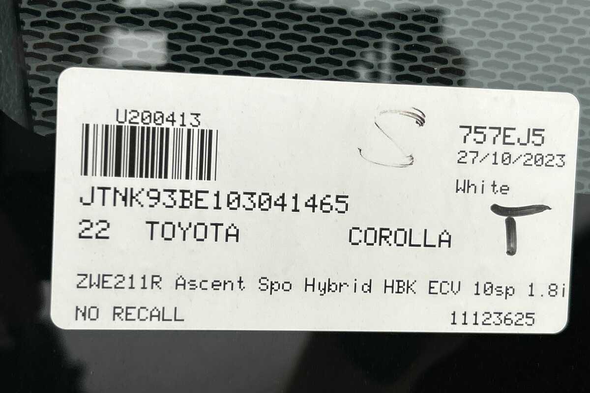2022 Toyota Corolla Ascent Sport Hybrid ZWE211R