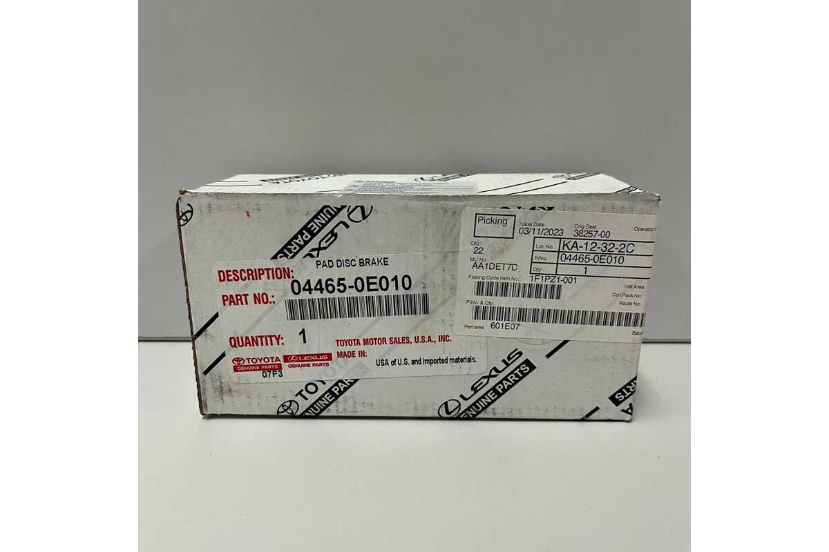 Genuine Toyota Front Brake Pads - Highlander/Kluger, ASU50, GSU5# - 044650E010